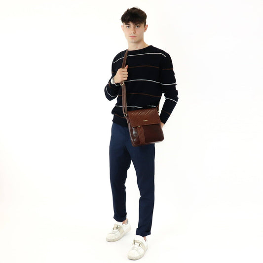 Hand buffered leather shoulder bag | Made in Italy