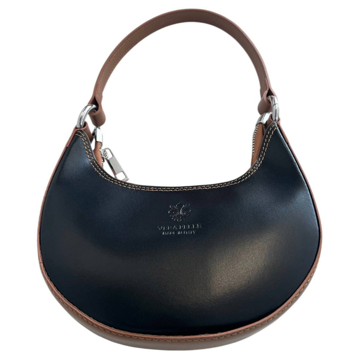 Modarno Women's Handbag with Removable Handle Bicolor in Genuine Cowhide Leather 21x5x12 cm | Made in Italy
