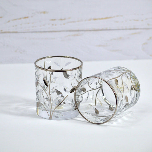 Flowervine Short Drink Glasses, Italian Crystal with Platinum | Made in Venice