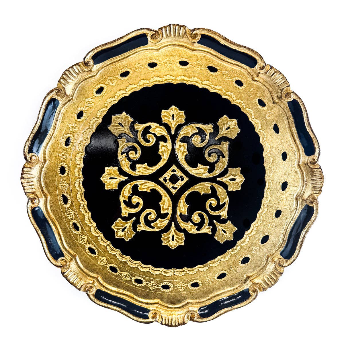 Florentine Carved Gilded Wood Circle Tray | Made in Tuscany