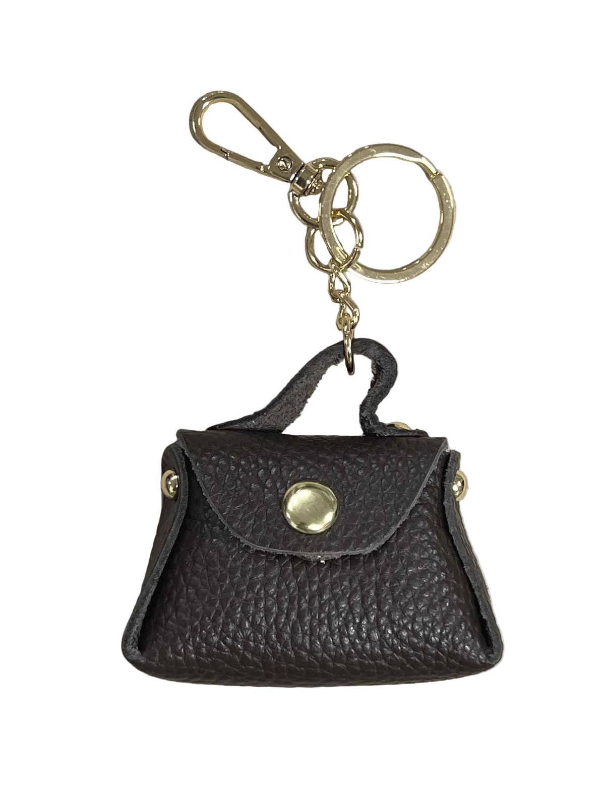 Detachable Genuine Leather Tiny Tote Coin Pouch Keychain | Made in Tuscany