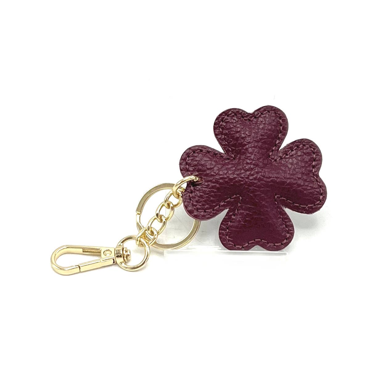 Genuine leather key chain, Lucky leaf, art. PO04 | Made in Italy