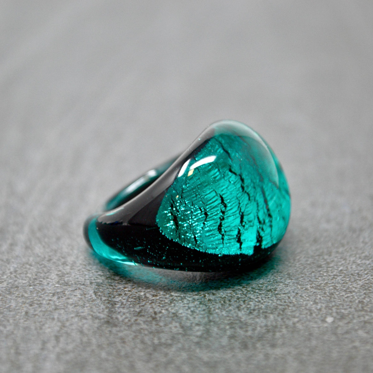 Murano Glass Arno Statement Ring, Cobalt, Teal, Silver | Made in Venice