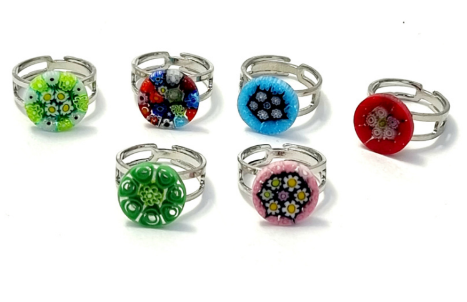 Anello in vetro di Murano piatto Millefiori | Fatto a Venezia