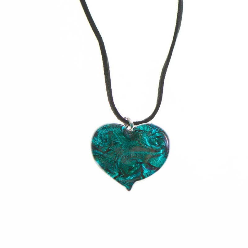 Van Gogh Heart Murano Glass Necklace - Assorted Colors | Made in Venice