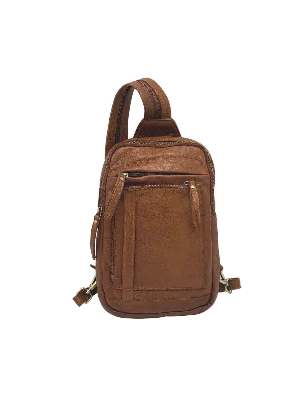 Men's Genuine Leather Convertible Backpack Crossbody Bag | Made in Italy