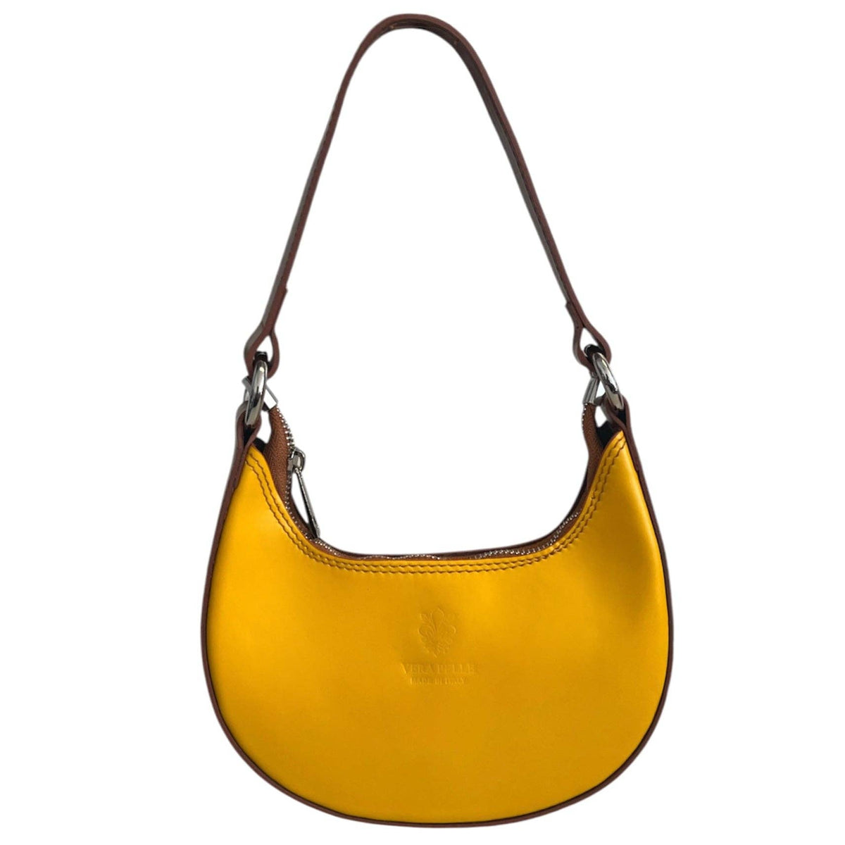 Modarno Women's Handbag with Removable Handle Bicolor in Genuine Cowhide Leather 21x5x12 cm | Made in Italy