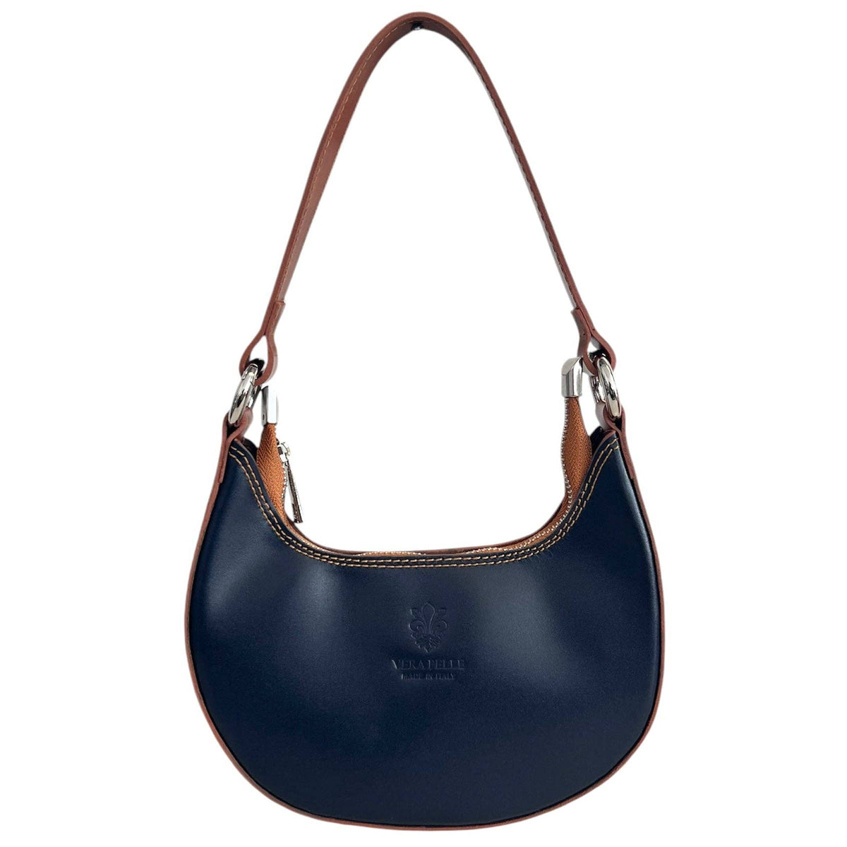 Modarno Women's Handbag with Removable Handle Bicolor in Genuine Cowhide Leather 21x5x12 cm | Made in Italy