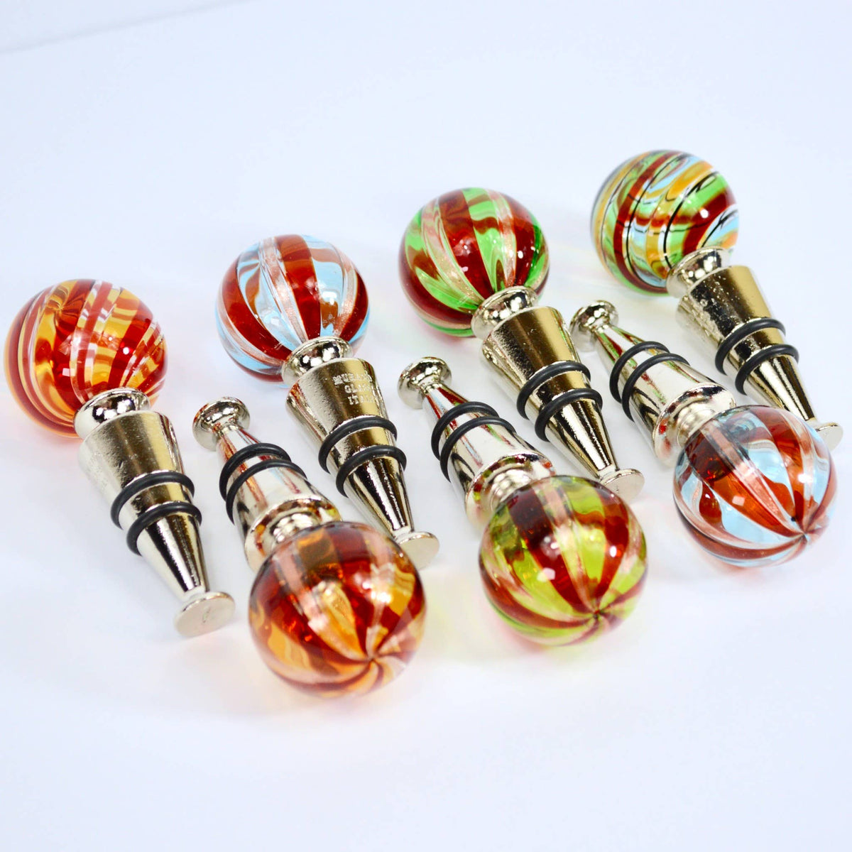 Murano Glass Wine Stoppers, Filigrana | Made in Veneto