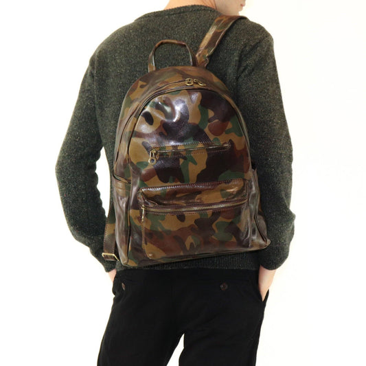 Printed leather backpack | Made in Italy