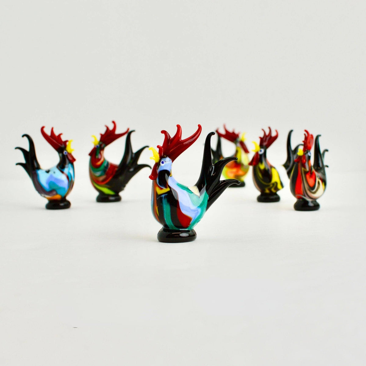 Marbled Murano Glass Rooster, Figurine | Made in Veneto