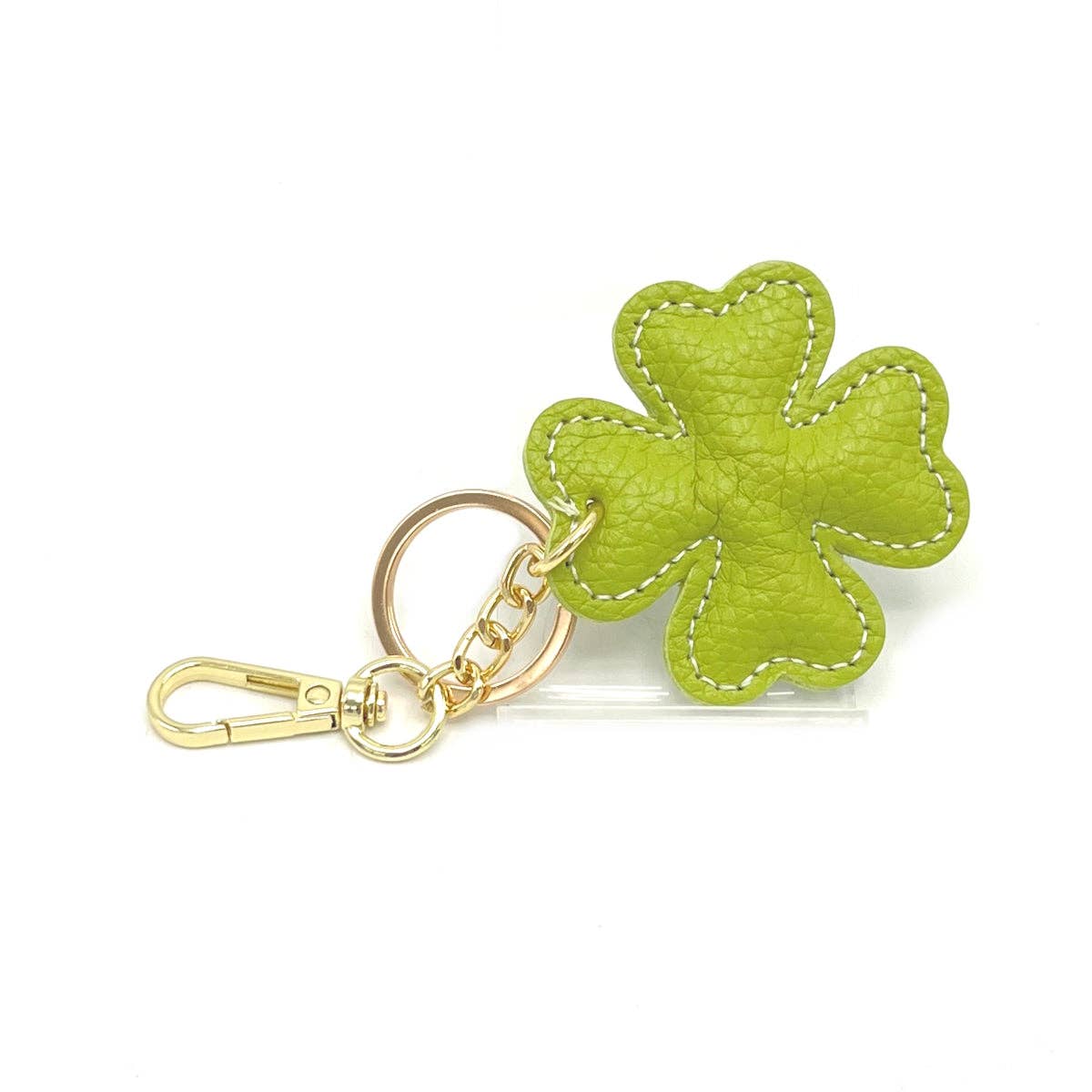Genuine leather key chain, Lucky leaf, art. PO04 | Made in Italy