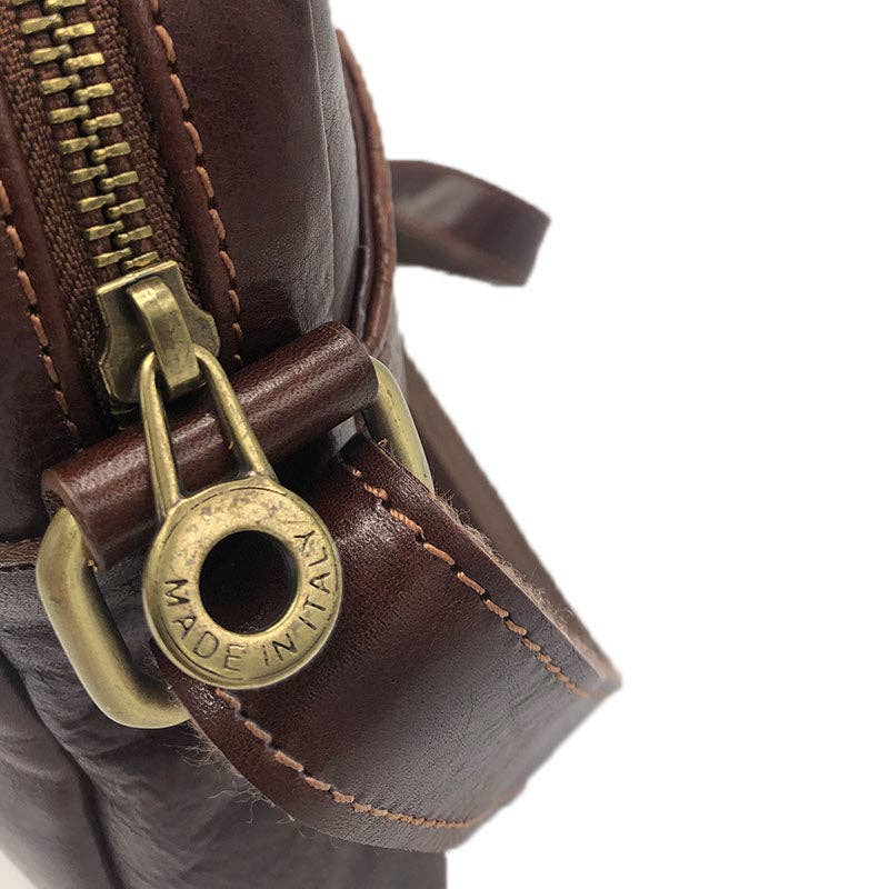 Hand Buffered Leather Shoulder Bag with Magnetic Closure | Made in Tuscany