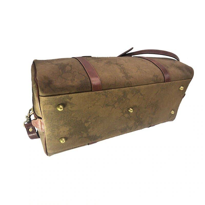 Hand buffered leather and canvas travel bag | Made in Italy