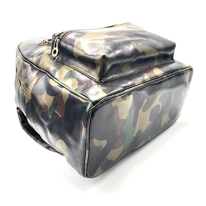 Printed leather backpack | Made in Italy
