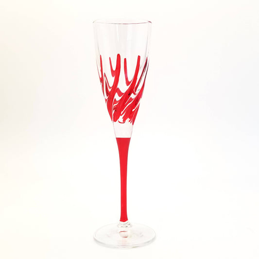 Trix Red Champagne Flute- Venetian Glass | Made in Veneto