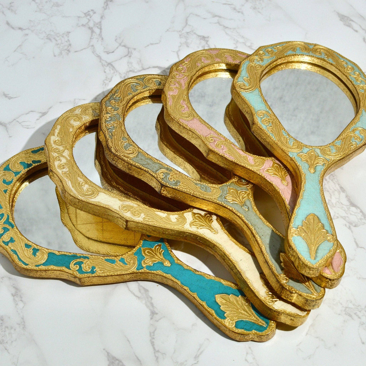 Florentine Wood Oval Hand Mirror | Made in Tuscany