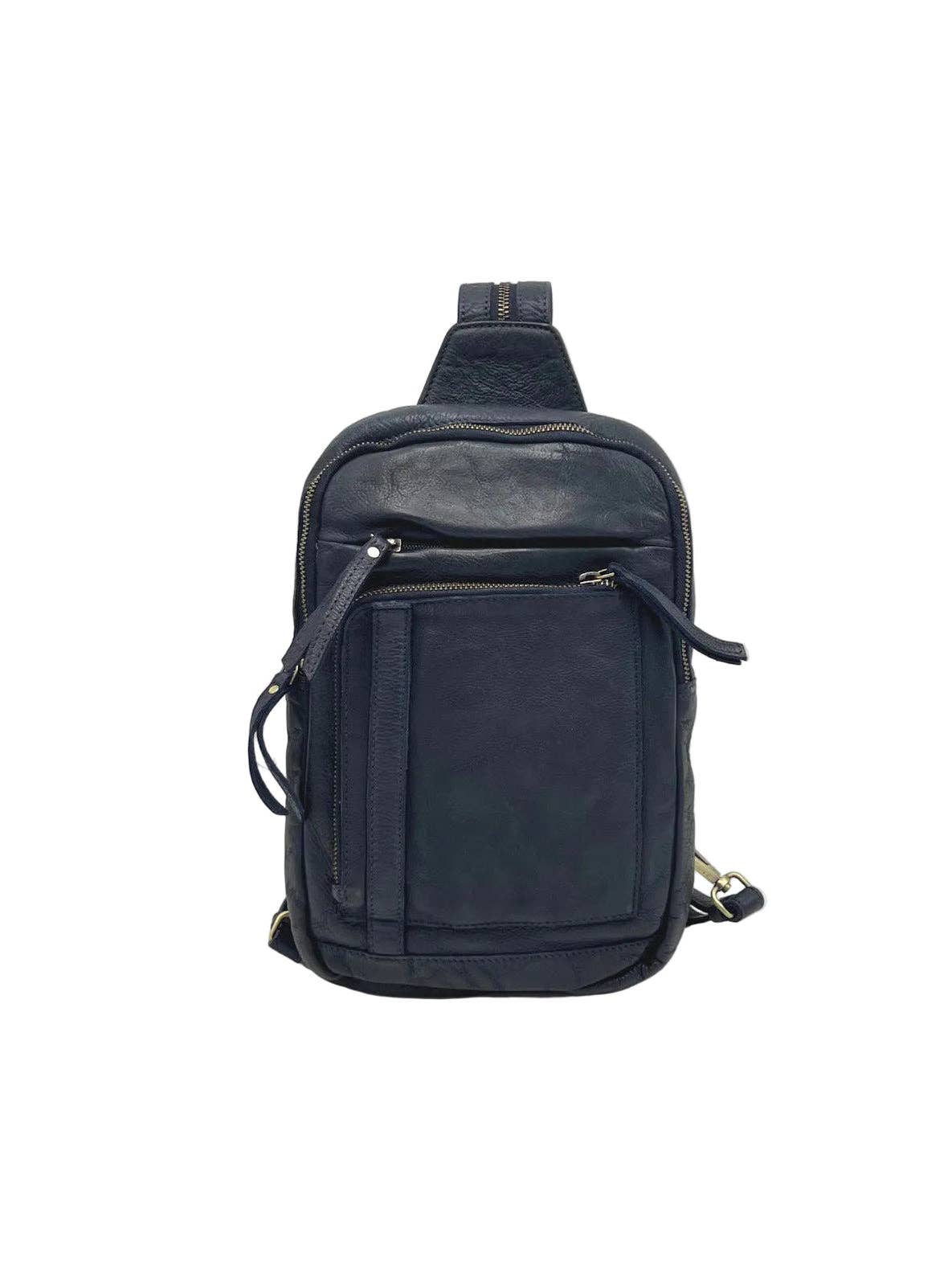 Men's Genuine Leather Convertible Backpack Crossbody Bag | Made in Italy