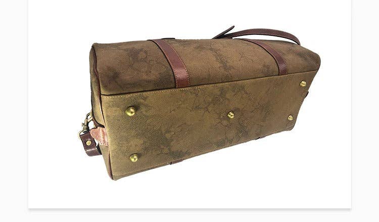 Hand buffered leather and canvas travel bag | Made in Italy