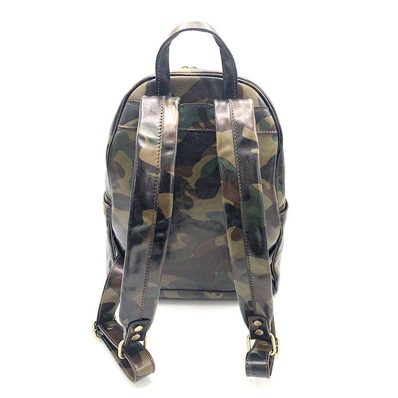 Printed leather backpack | Made in Italy