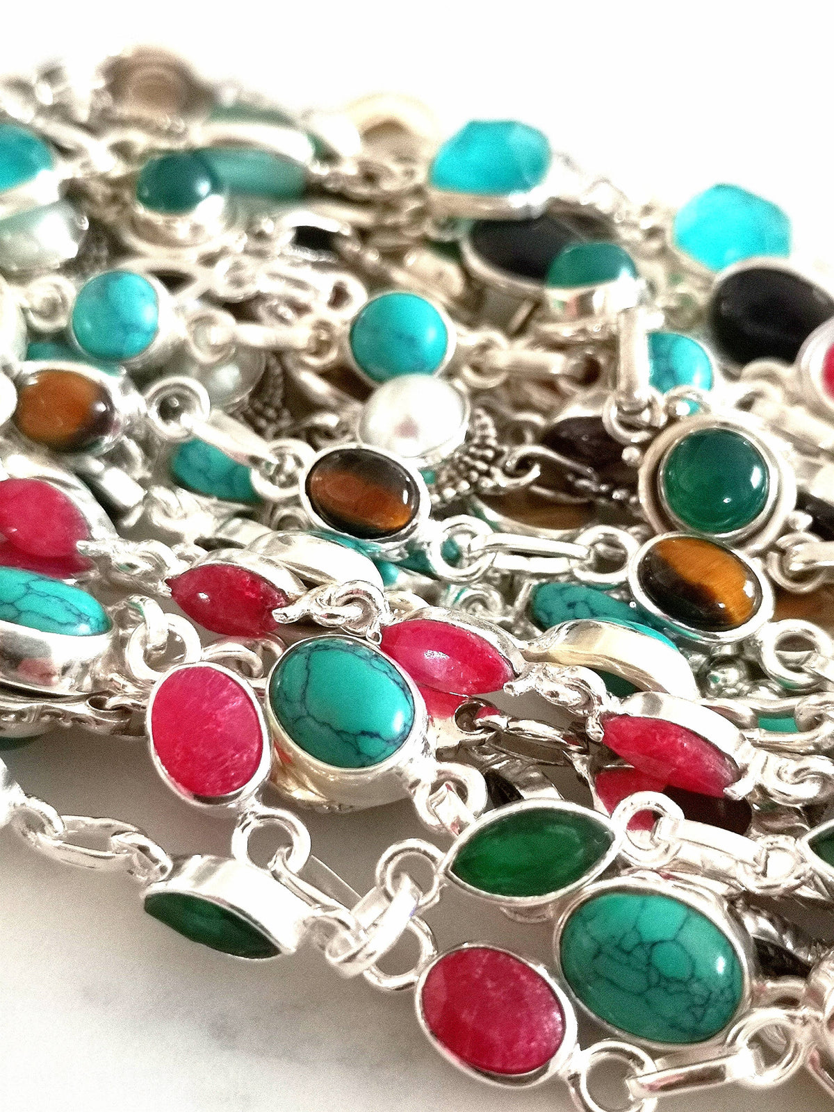 925 Silver and Natural Stone Bracelet | Made in Lazio