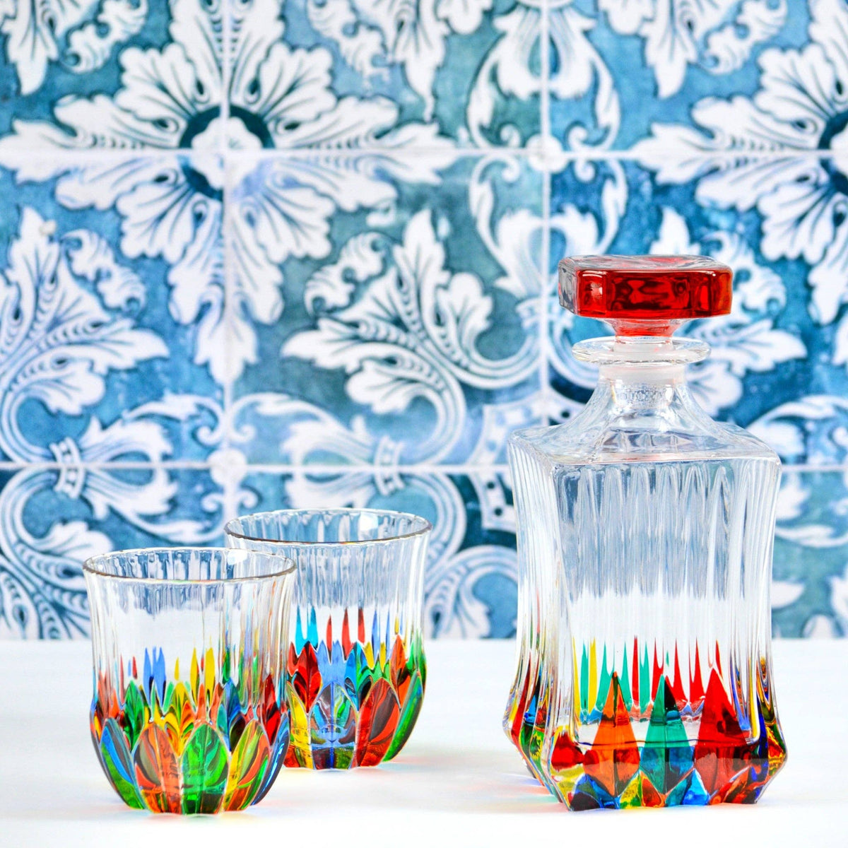 Italian Crystal Demi-Swatch Square Decanter | Made in Venice