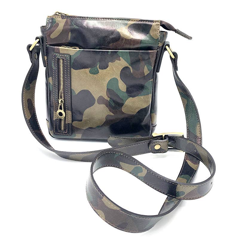 Printed leather shoulder bag | Made in Italy