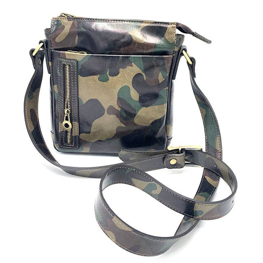 Printed leather shoulder bag | Made in Italy